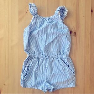 EUC-Carter’s Girl’s Blue and White Pinstripe Romper